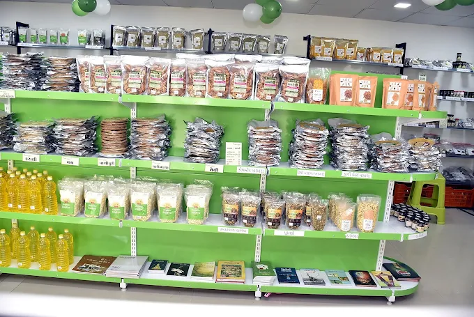 Packaged organic foods and oils in the Farm to Family Organic store
